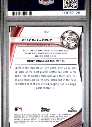 Elly De La Cruz PSA 9 2024 Bowman's Best #20 Green Mini Diamond 31/99