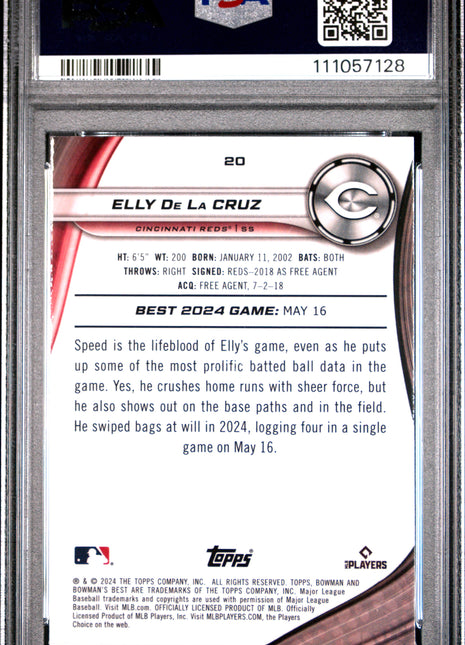 Elly De La Cruz PSA 9 2024 Bowman's Best #20 Green Mini Diamond 31/99