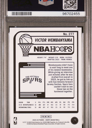 Victor Wembanyama PSA 10 2023 Panini NBA Hoops #277