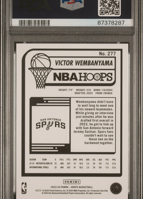 Victor Wembanyama PSA 10 2023 Panini NBA Hoops #277