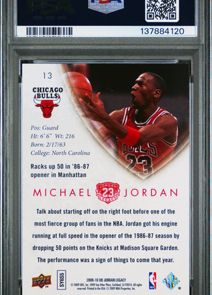 Michael Jordan PSA 10 2009 Upper Deck Jordan Legacy Gold #13