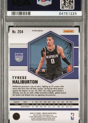 Tyrese Haliburton PSA 10 2020 Panini Mosaic #204 Reactive Yellow