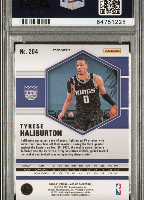 Tyrese Haliburton PSA 10 2020 Panini Mosaic #204 Reactive Yellow