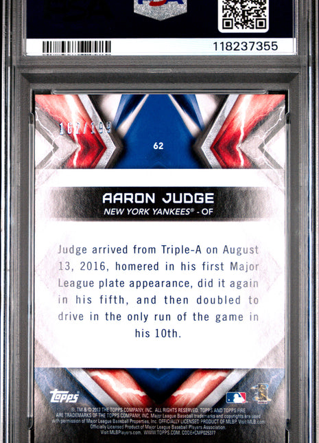 Aaron Judge PSA 9 2017 Topps Fire #62 Green
