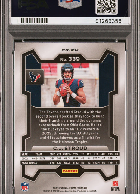 PSA 9 2023 Panini Prizm CJ Stroud #339 Lazer Prizm