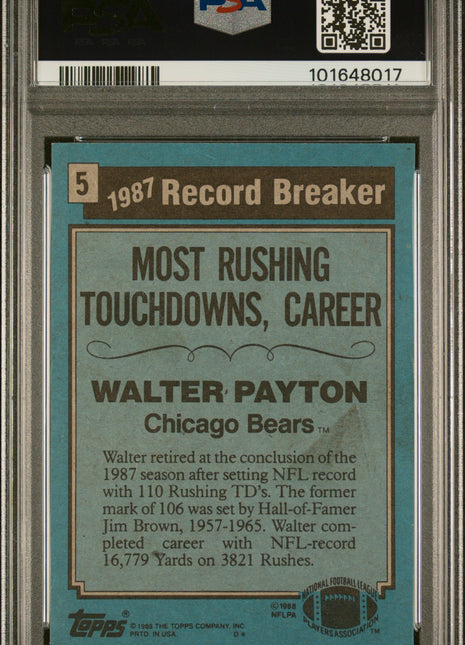 Walter Payton PSA 8 1988 Topps #5