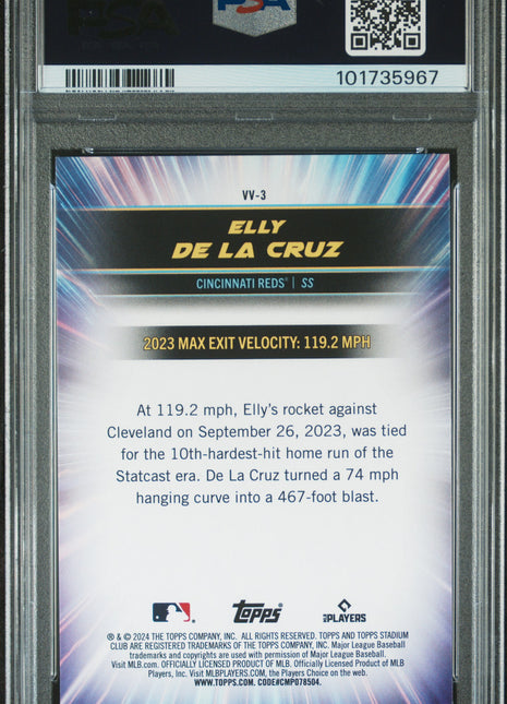 Elly De La Cruz PSA 9 2024 Topps Stadium Club Virtuosos Of Velocity #VV3