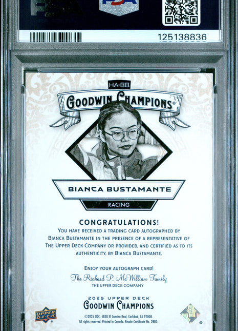 Bianca Bustamante PSA 10 2025 Upper Deck Goodwin Champions Horizontal Autographs #HA-BB