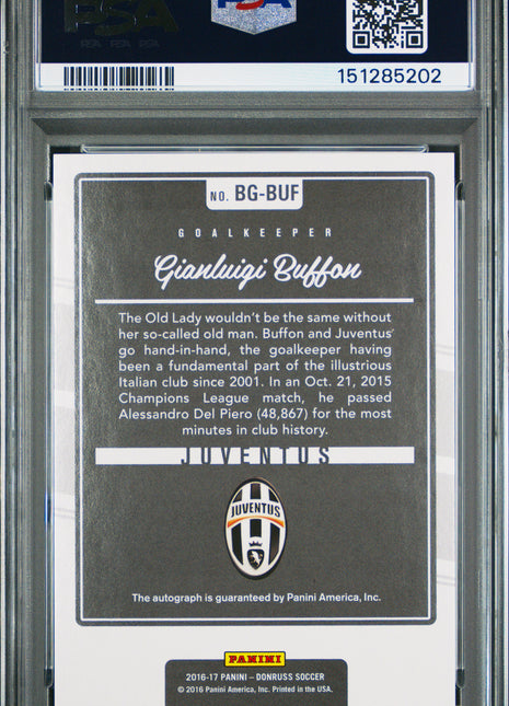 Gianluigi Buffon PSA 10 2016 Panini Donruss The Beautiful Game Autograph #BUF Autograph