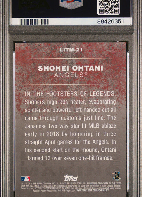 Shohei Ohtani PSA 10 2018 Topps Update Legends In The Making #LITM-21