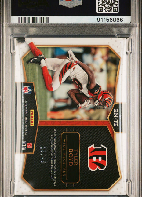 Tyler Boyd PSA 9 2016 Panini Select Rookie Autograph Material #RMTB RKE Copper