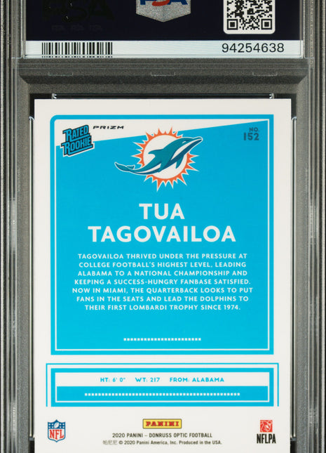 Tua Tagovailoa PSA 9 2020 Panini Donruss Optic #152 Pink