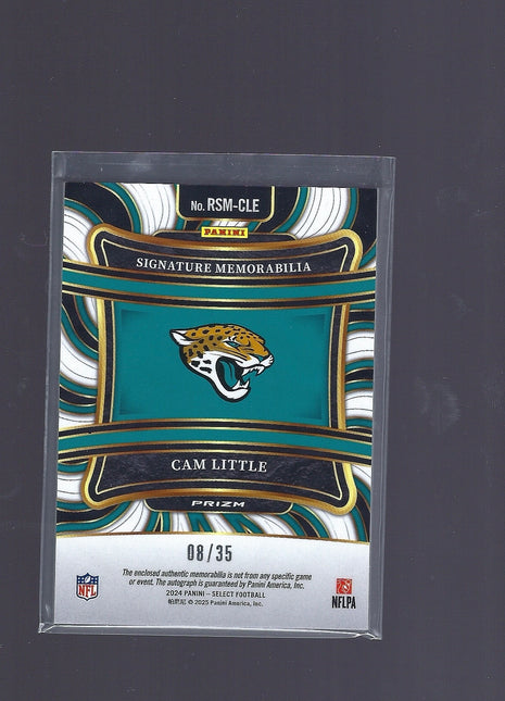 Cam Little 2025 Panini Select #RSM-CLE Jaguars Signature Memorabilia RC /35