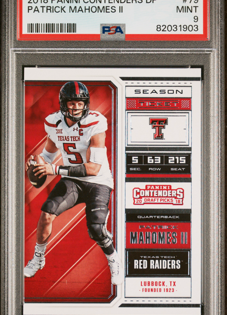 Patrick Mahomes II PSA 9 2018 Panini Contenders Draft Picks #79