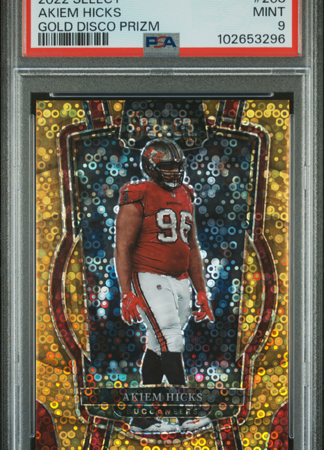 Akiem Hicks PSA 9 2022 Panini Select #208 Gold Disco Prizm