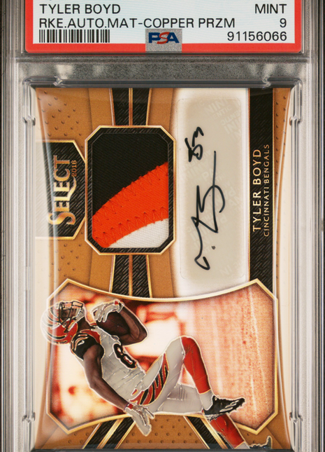 Tyler Boyd PSA 9 2016 Panini Select Rookie Autograph Material #RMTB RKE Copper