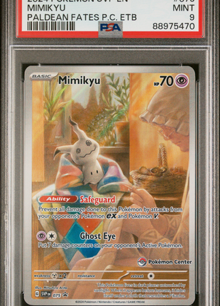 Pokemon SVP EN-SV Black Star Promo Mimikyu 2024 #075 Paldean Fates PC Etb PSA 9