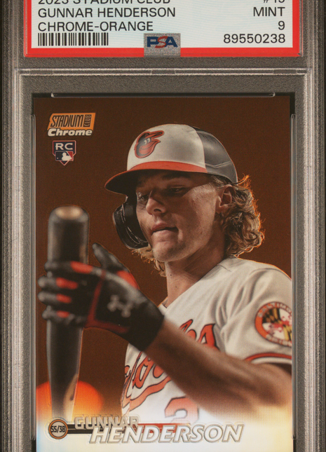 Gunnar Henderson PSA 9 2023 Topps Stadium Club #19 Chrome Orange Refractor