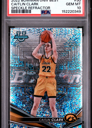 Caitlin Clark PSA 10 2022 Bowman University Best #50 Speckle Refractor