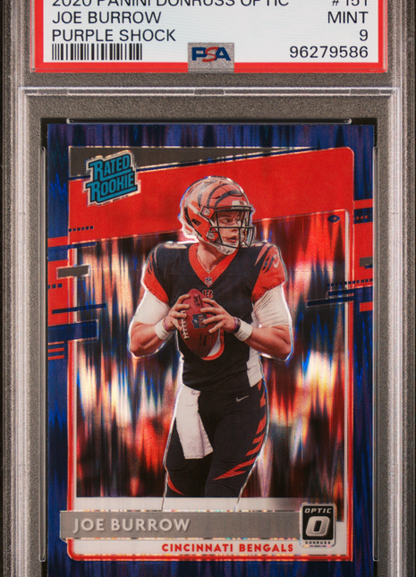 Joe Burrow PSA 9 2020 Panini Donruss Optic #151 Purple Shock