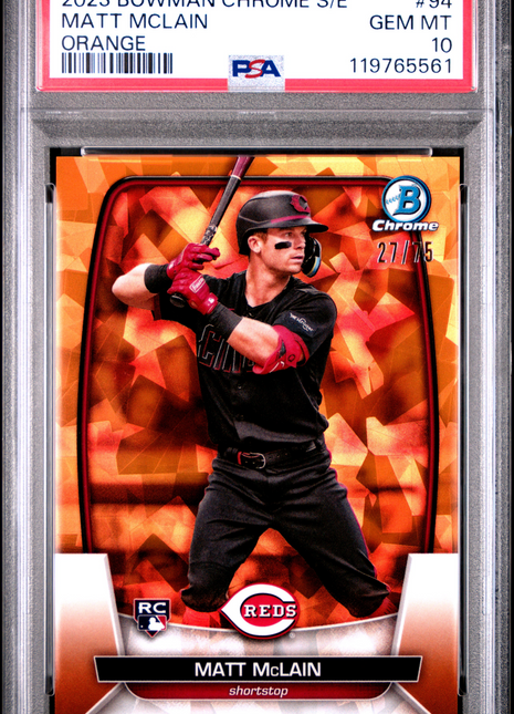 Matt Mclain PSA 10 2023 Bowman Chrome Sapphire Edition #94 Orange 27/75