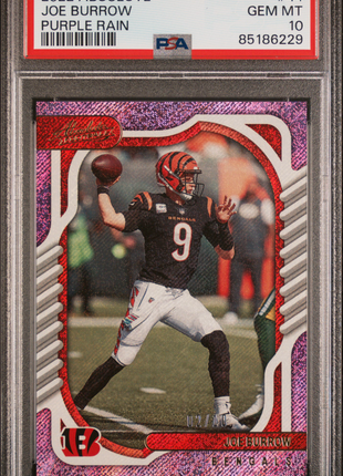 Joe Burrow PSA 10 2022 Panini Absolute #44 Purple Rain 02/10