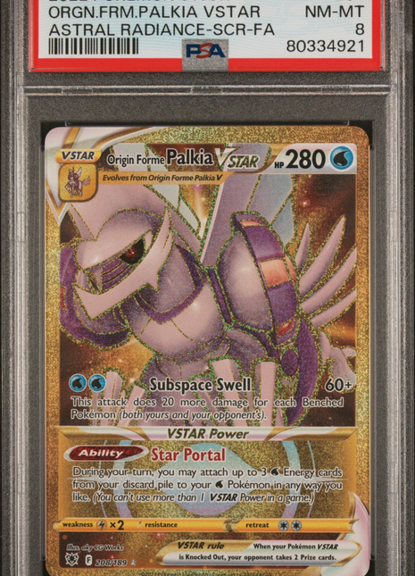 Pokemon Sword & Shield Astral Radiance Palkia VSTAR 2022 208 -SCR-Fa PSA 8