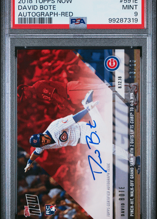 David Bote PSA 9 2018 Topps Now #591E Autograph Red 06/10