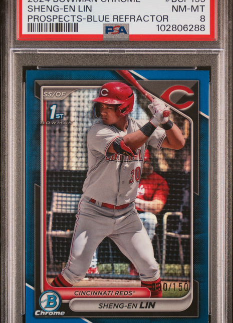 Sheng-EN Lin PSA 8 2024 Bowman Chrome Prospects #BCP155 Blue Refractor 0/150