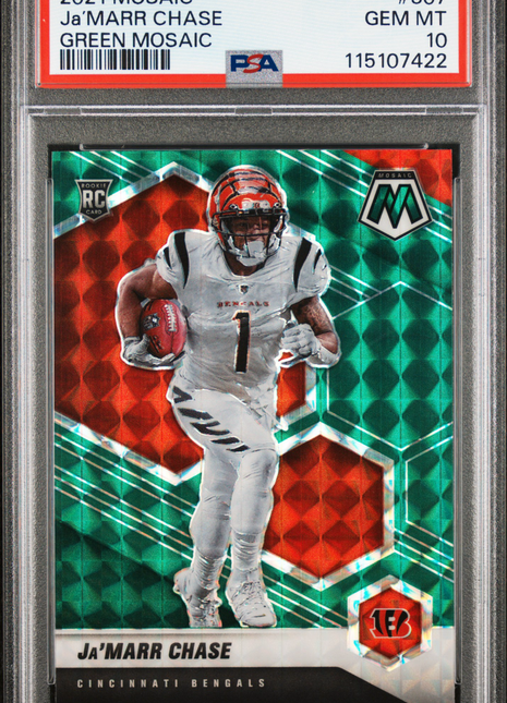 Ja’Marr Chase PSA 10 2021 Panini Mosaic #307 Green