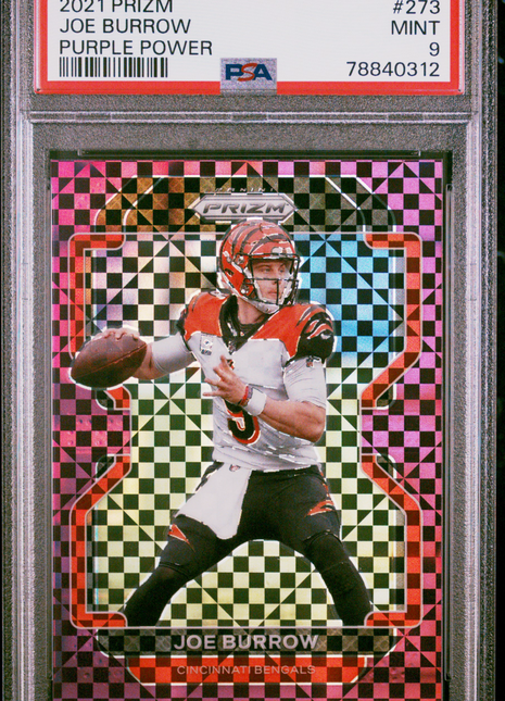 Joe Burrow PSA 9 2021 Panini Prizm #273 Purple Power