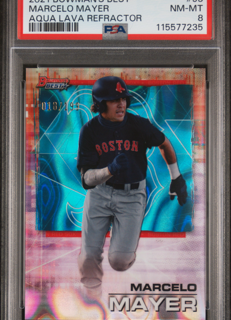 Marcelo Mayer PSA 8 2021 Bowman's Best #93 Aqua Lava Refractor
