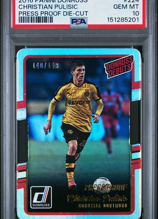 Christian Pulisic PSA 10 2016 Panini Donruss #224 Press Proof Die Cut 140/149