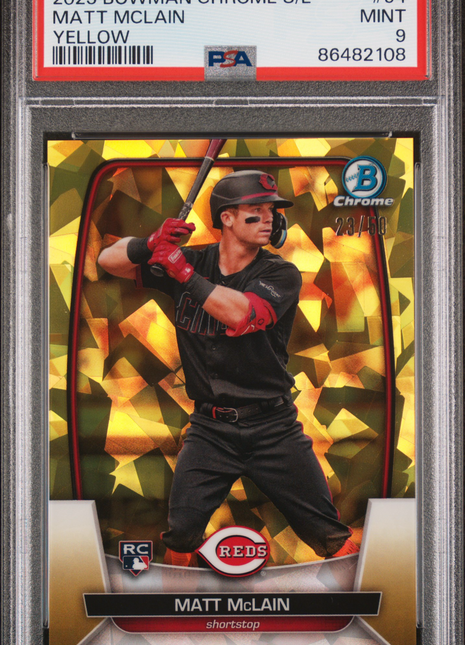 Matt Mclain PSA 9 2023 Bowman Chrome Sapphire Edition #94 Yellow 23/50
