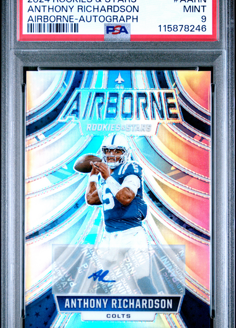 Anthony Richardson PSA 9 2024 Panini Rookies & Stars Airborne #AARN Autograph
