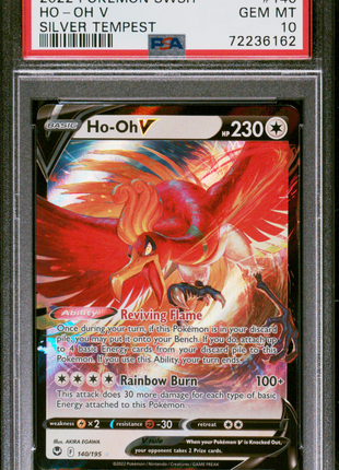 Pokemon Sword & Shield Silver Tempest Ho-Oh V 2022 #140 Silver Tempest PSA 10