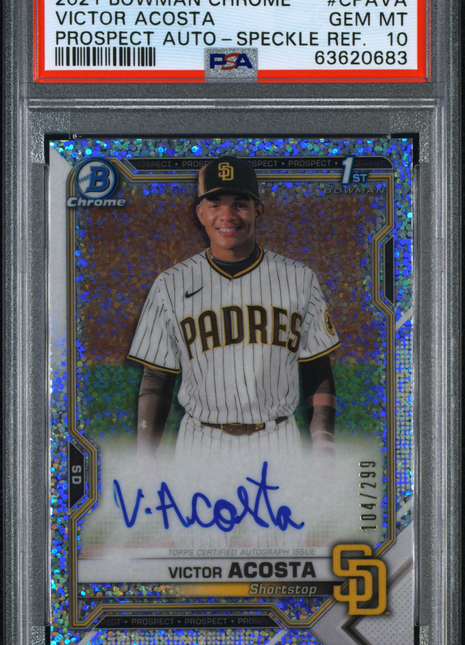 Victor Acosta PSA 10 2021 Bowman Chrome Prospect Auto #CPAVA Speckle /299