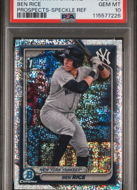 Ben Rice PSA 10 2024 Bowman Chrome Prospects #BCP186 Speckle Ref