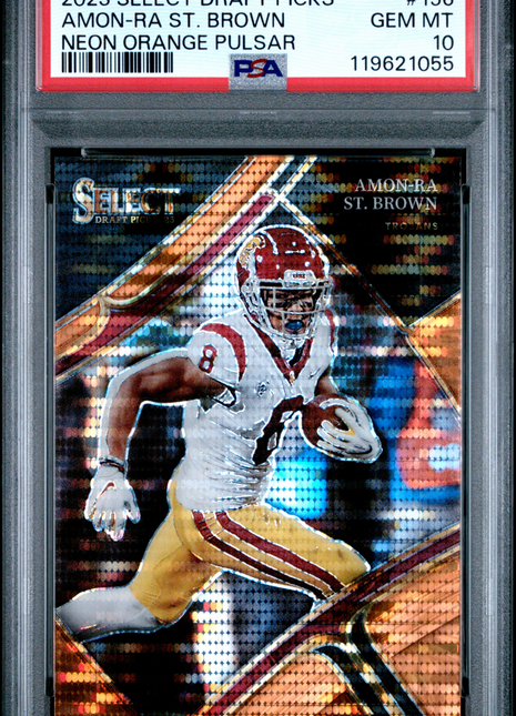 Amon-Ra ST. Brown PSA 10 2023 Panini Select Draft Picks #156 Neon Orange Pulsar