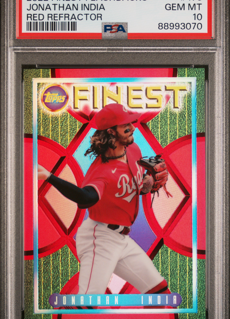 Jonathan India PSA 10 2022 Topps Finest Flashbacks #178 Red Refractor