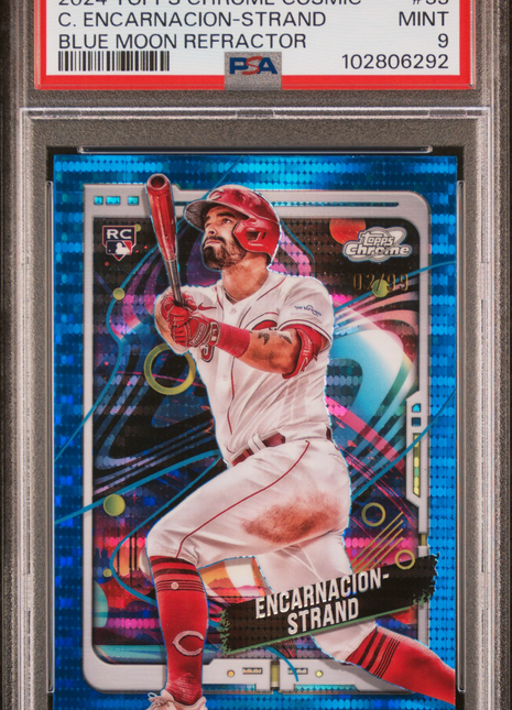 C. Encarnacion-Strand PSA 9 2024 Topps Chrome Cosmic #33 Blue Moon Refractor /99