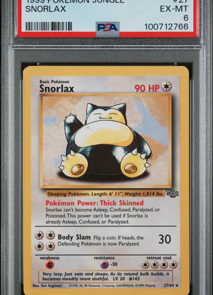 Pokemon Jungle Snorlax 1999 #27 PSA 6