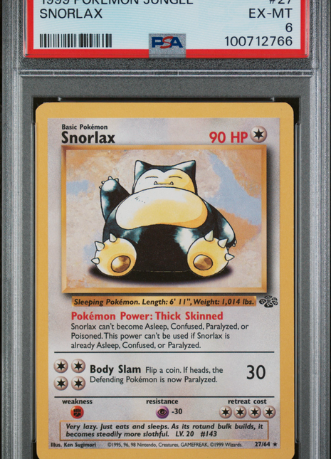 Pokemon Jungle Snorlax 1999 #27 PSA 6