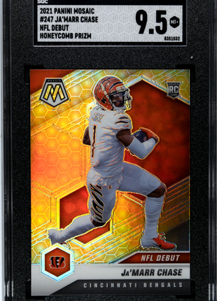 Ja'marr Chase SGC 9.5 2021 Panini Mosaic #247 NFL Debut Honeycomb Prizm