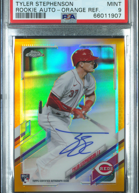 Tyler Stephenson PSA 9 2021 Topps Chrome Rookie Auto #RATS Orange Refractor