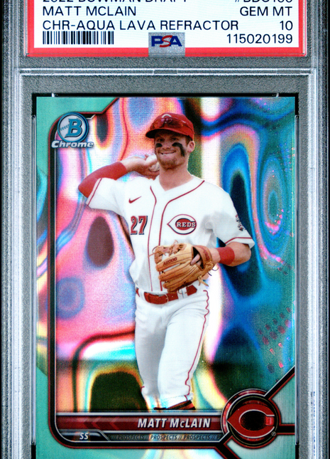 Matt Mclain PSA 10 2022 Bowman Draft #BDC100 CHR Aqua Lava Refractor