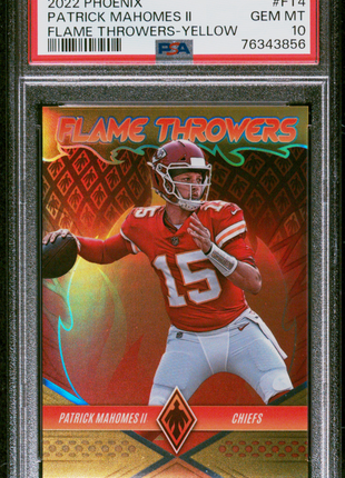 Patrick Mahomes II PSA 10 2022 Panini Phoenix Flame Throwers #FT4 Yellow