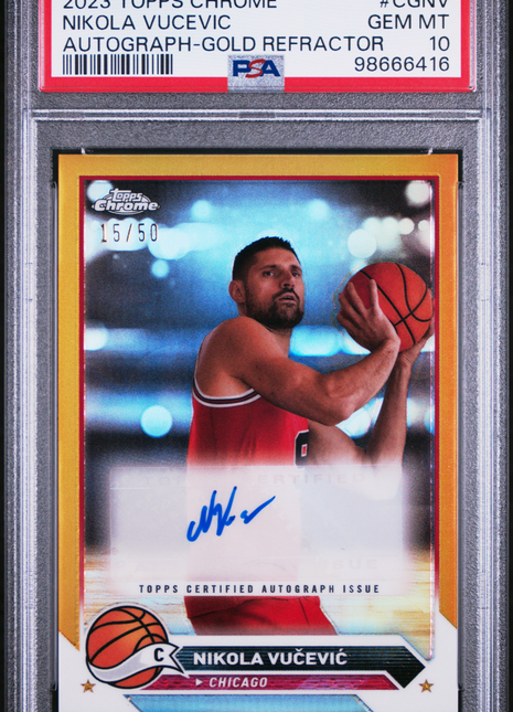 Nikola Vucevic PSA 10 2023 Topps Chrome Autographs #CGNV Gold Refractor /50