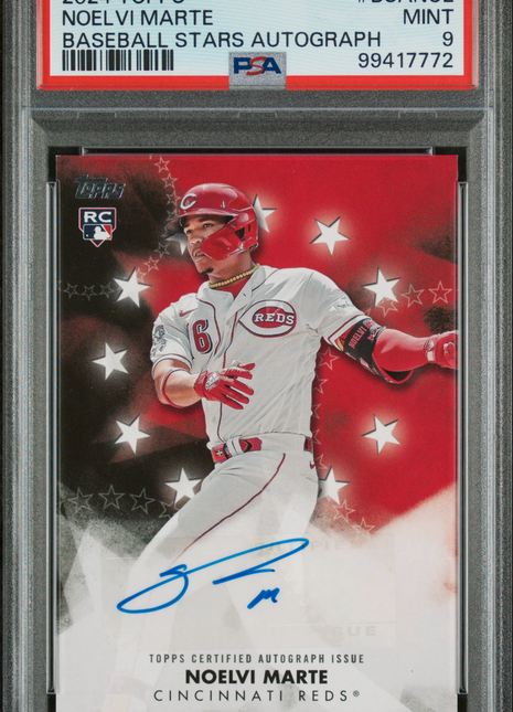 Noelvi Marte PSA 9 2024 Topps Baseball Stars Autographs #BSANOE