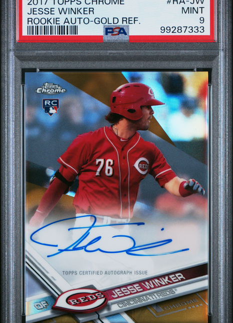 Jesse Winker PSA 9 2017 Topps Chrome Rookie Autographs #RA-JW Rookie Auto Gold Refractor